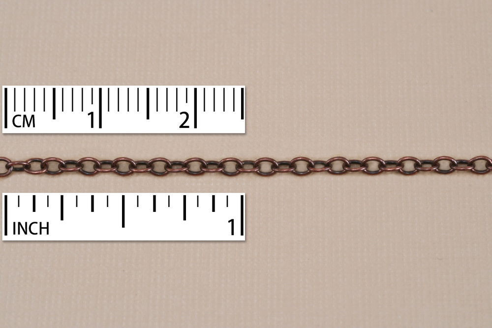 Chain & Clasps Antique Copper Finish, Small Round Cable Chain, 18"